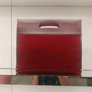 NWT Saint Laurent Burgundy Rouge Suede Monogrammed Tote